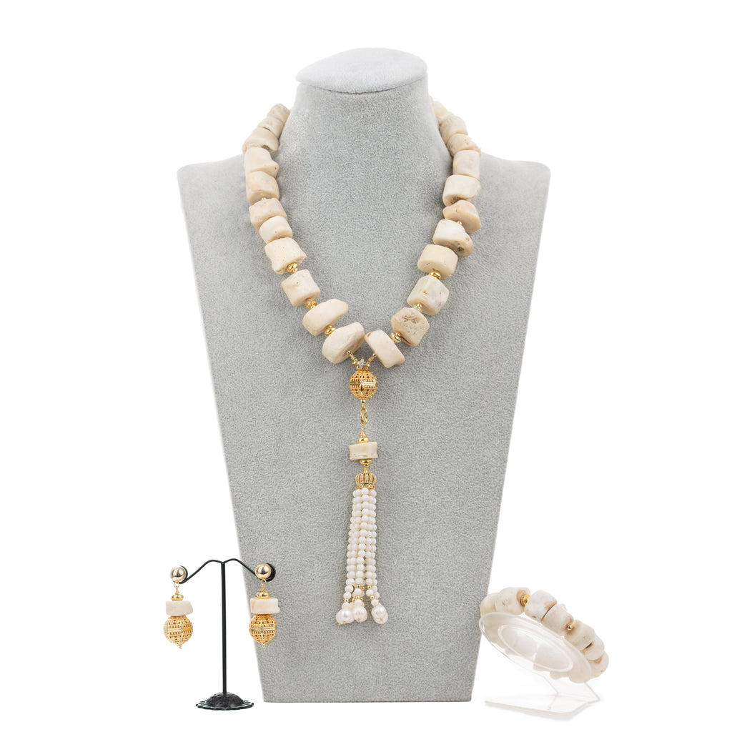 Adesuwa White Coral Jewelry Set