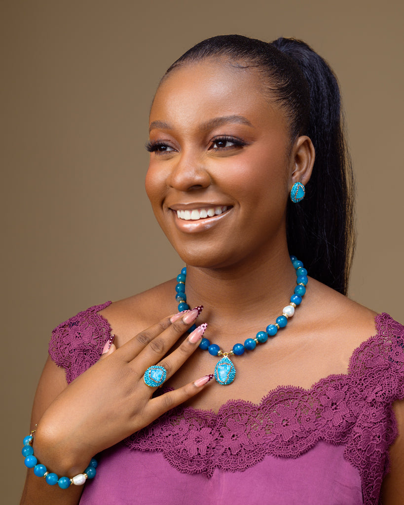Nkem (Mini) Jewelry Set | Luxury Agate Statement Necklace Set