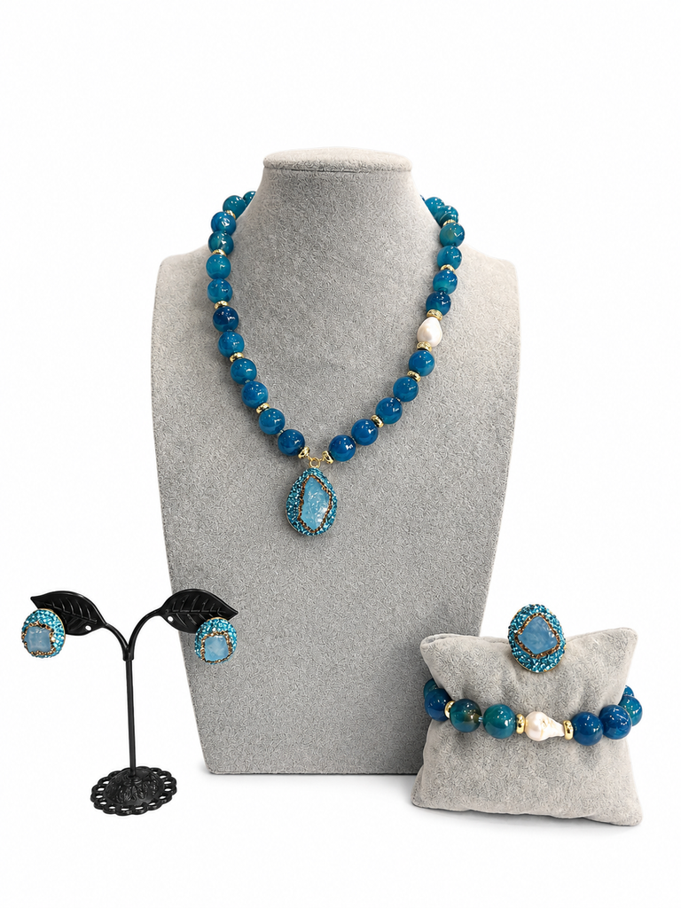Nkem (Mini) Jewelry Set | Luxury Agate Statement Necklace Set