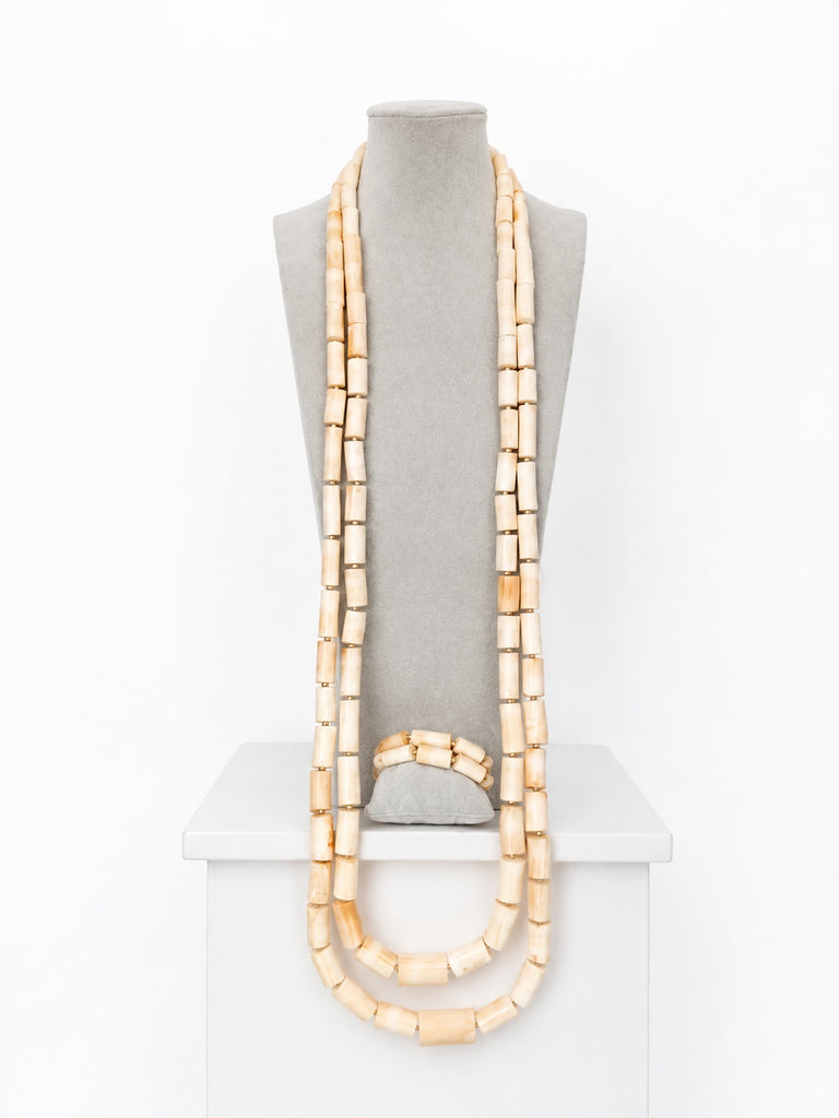 Traditional Ivory Coral Necklace & Bracelet Set