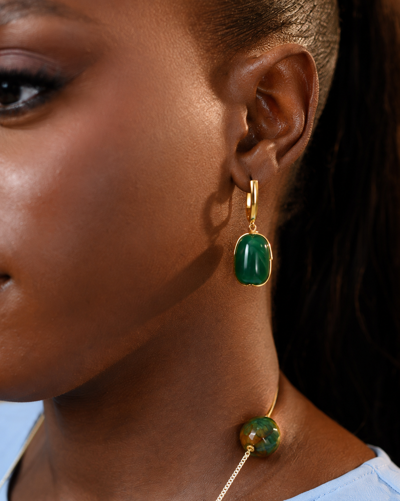 NIMI Earrings – Luxury Barrel-Shaped Gemstone Statement