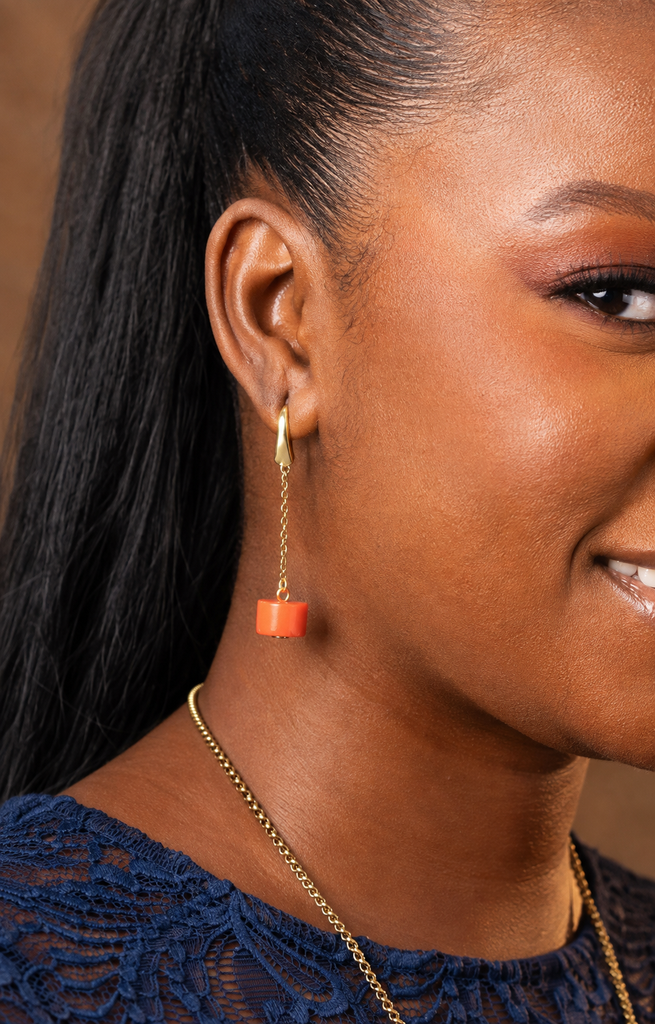 Coral Chain Drop Earrings